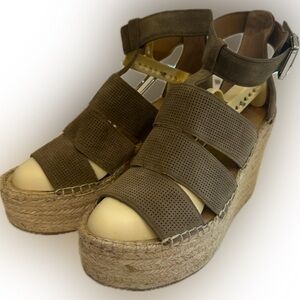 Marc Fisher Olive Green Espadrille Wedges NWOT